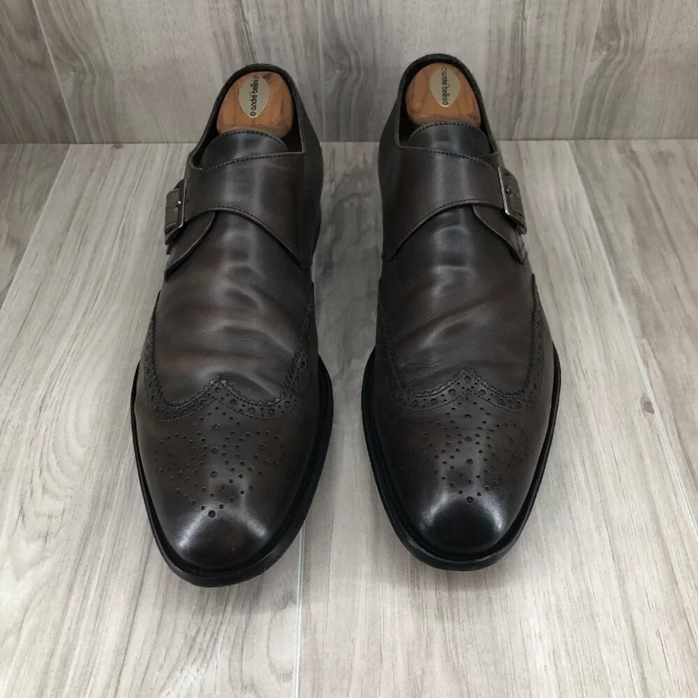 To Boot New York Monk Strap Shoes Men's Size 12 Brown Leather Single Oxfords